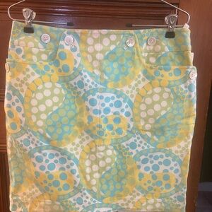 New w tags patterned Carlisle Polka  Skirt - Yellow and Blue